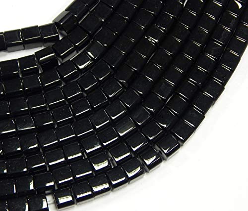 Perlin Onyx Cube Beads 8 mm Black Shiny Natural Stone Cube Gemstone Bead Strand for Bracelet Necklace Jewellery DIY Approximately 40 Pieces - Image 3