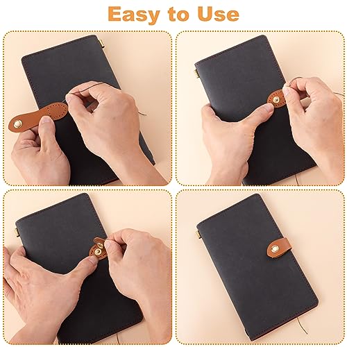 Pndeyo Leather Snap Buckles Button Closures 8 Sets, Sew on Leather Tab Closures Buckles Fasteners for Purse Cell Phone Case Jacket Notebook DIY Craft - Thumbnail 3