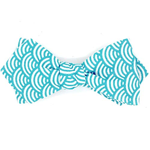 Noeud papillon bleu turquoise seigaiha idéal pour un mariage chic