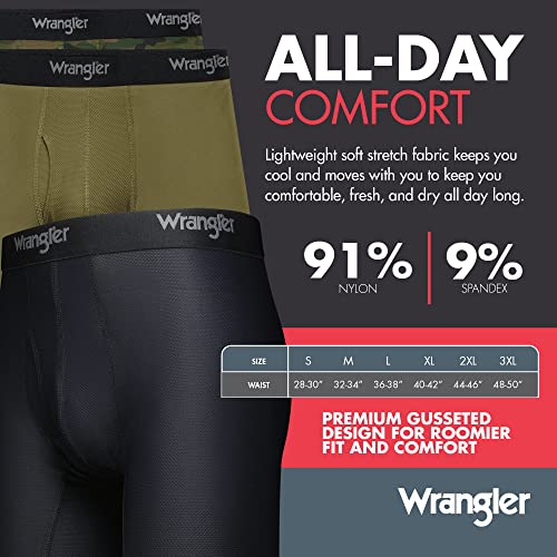 Wrangler Mesh Quick Dry Comfort Stretch Men’s Boxer Briefs, Nylon-Spandex Blend, 6-Pack, Moisture-Wicking, Anti-Odor3
