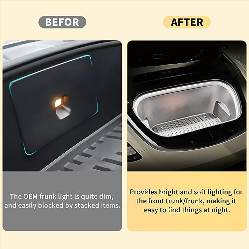 Frunk LED Light Strip for Tesla Model 3 Model Y 2021 2022 2023 Front Trunk Interior Ambient Lighting Accessories Auto ON Off 12-16V White 6000K