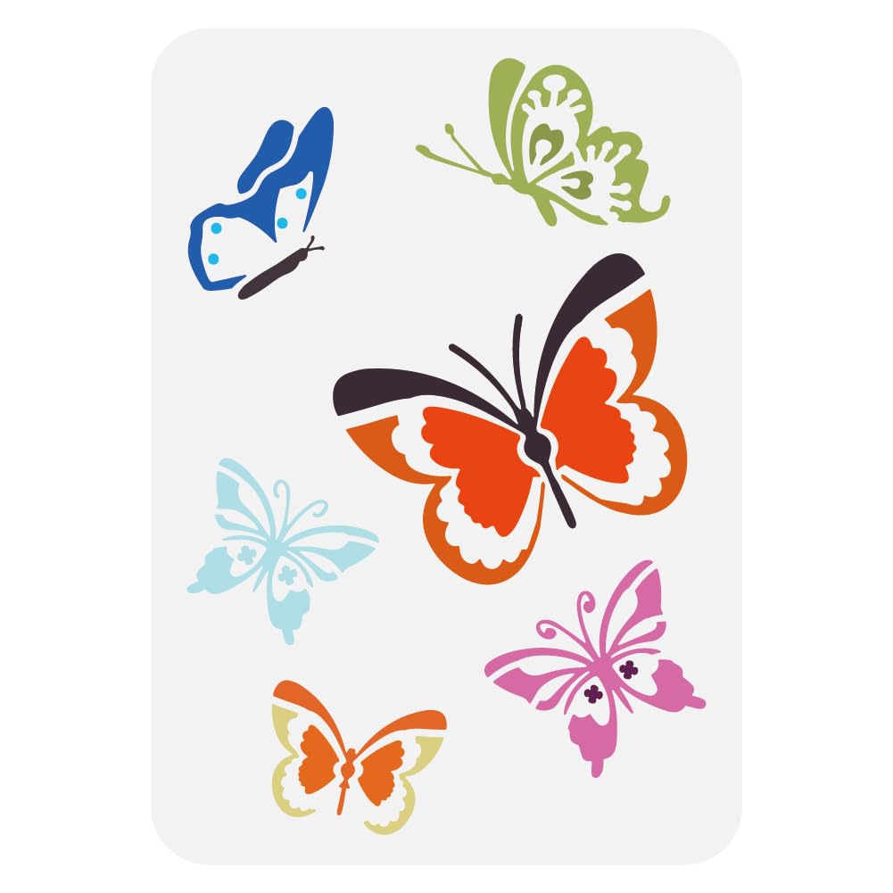 FINGERINSPIRE Simple Butterfly Painting Stencil 21x29.7cm Multiple Butterflies Pattern Template Reusable Butterfly Pattern Animal Theme Template for Painting on Wood Wall Canvas Fabric Furniture โ image 1