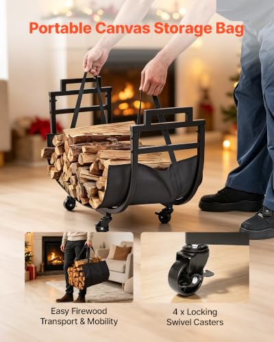 Image of VEVOR Firewood Rack 31.69 Inch Heavy Duty Indoor Fire Wood Storage Holder