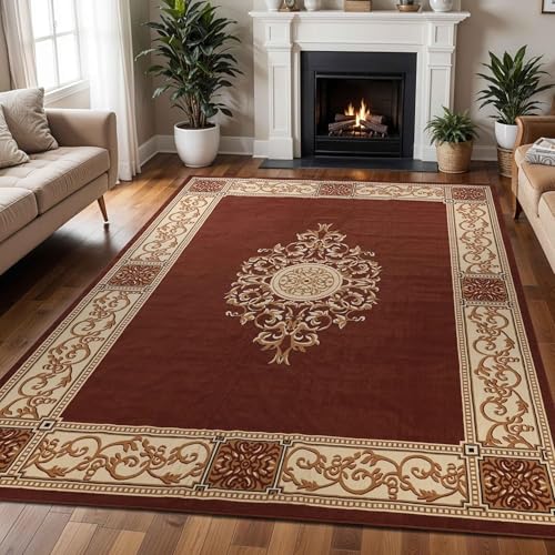 Superior Indoor Area Rug, Plush Carpet Cover, Traditional Oriental Medallion,