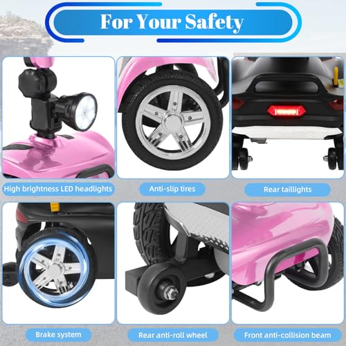 Ecomobi 15-45 Miles MS02 4 Wheels Mobility Scooter for Adults/Seniors, 350W Powered Electric Wheelchair Device w/15Ah-25Ah Extended Battery, 2*Baskets/Rear Tail Lights, Compact Duty Mobile for Elderly - Thumbnail 7