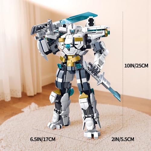 Image of Ice Warrior Mech Building Blocks Sets 561 PCS | Transforming Mech Robot Building Kits Mech Action Figures Model Gift for Adults Teens