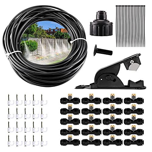 Misting Cooling System 66ft Misting Fan System for Outdoor Misters for Outside Patio Cooling Misting System Greenhouses for Outdoors Water Misting Cooling System Flowerbed Misting Nozzles Kits
