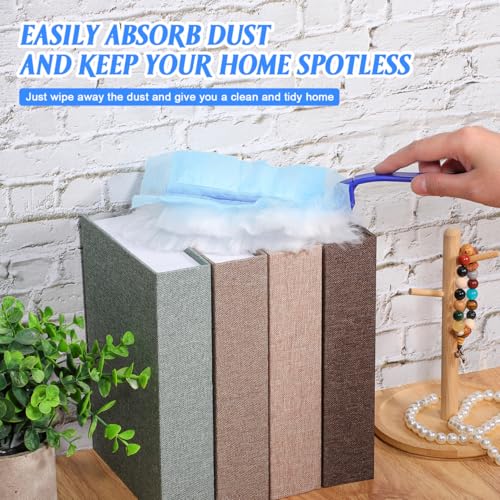 Image of GLEAVI Disposable Electrostatic Duster with 30 Replacement Refills and Ergonomic Handle Compact Cleaning Brush for Furniture Windows Sofas Car Interiors