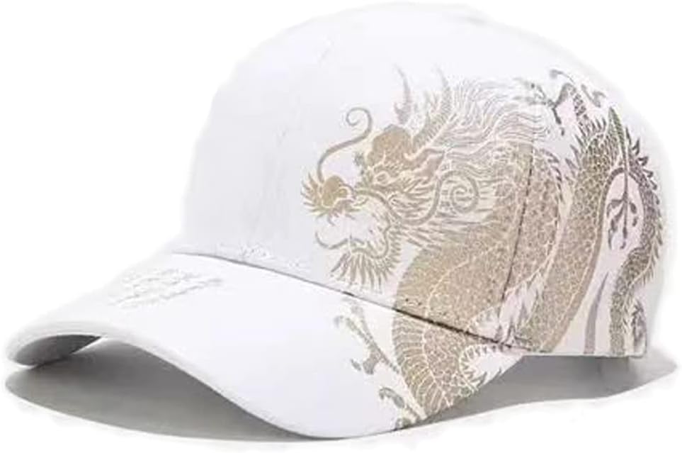 Men's Baseball Cap Cotton Adjustable Dragon Pattern Hip-hop Caps for Men