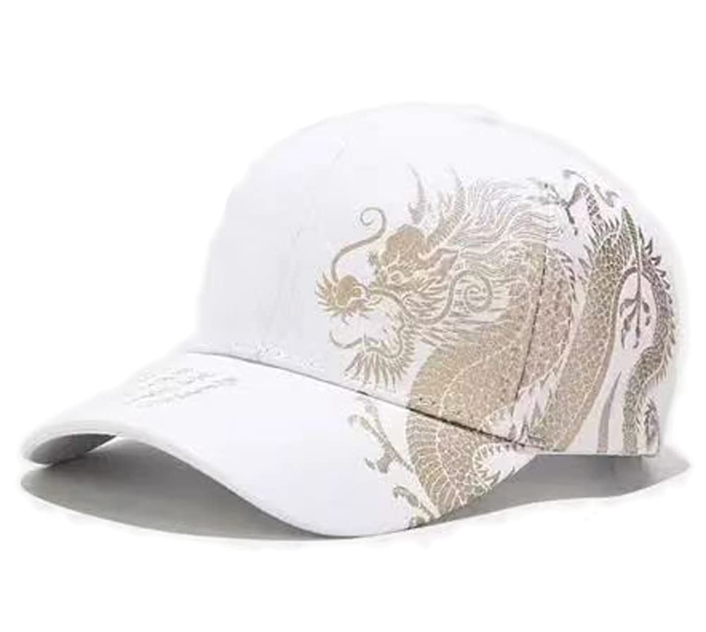 Herren Baseball Cap Baumwolle Verstellbar Drachenmuster Hip-Hop-Kappen für Männer
