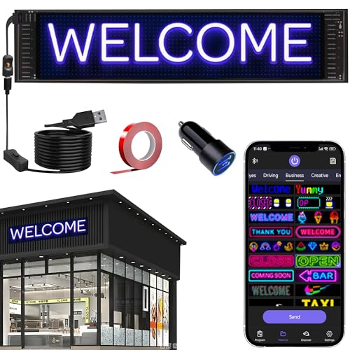 QXMH Devil Eyes Light: Devil Eyes LED Anzeigetafel(47*12CM) mit Bluetooth-App Led Augen LED Anzeige Programmierbar Laufschrift Lichtschilder Neonschild für Innen Außen Party Hochzeit Weihnachtsdeko