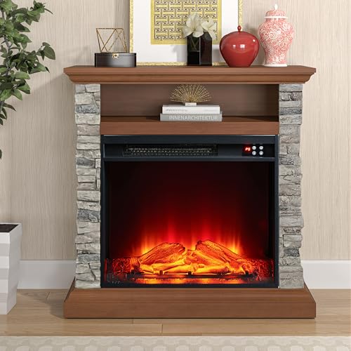 FESTIVITY 32 Inch Freestanding Mantel with 23" Electric Fireplace Insert