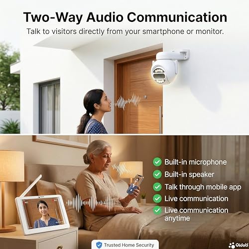 Image of Qidots WC05S Kit 5MP WiFi CCTV Camera System with 10.1 inch Display with NVR | 4 Wireless PTZ Cameras | 2K Video | Two-Way Audio | Motion Detection | Color Night Vision | 8CH NVR | Outdoor Camera