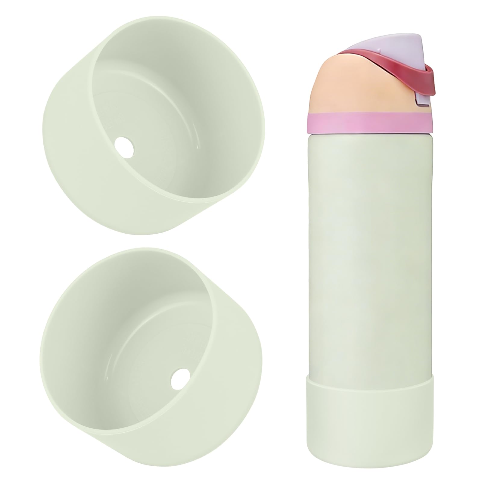 BKBY 2PCS Silicone Water Bottle Boot, Compatible with Owala 24oz 32oz 40oz, Protective Anti-Scratch & Anti-Dent No Noise Sleeve Cover for FreeSip/Twist/Flip Water Bottles (Coastal Mist, 24oz)