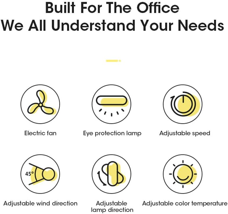 Computer Monitor Fan, Personal Fan with Wide Cooling Reach, Adjustable Air Outlet 45°, Adjustable Brightness and Color Temperature, Strong Wind Quiet Personal USB Small Fan for Laptops, Desktop