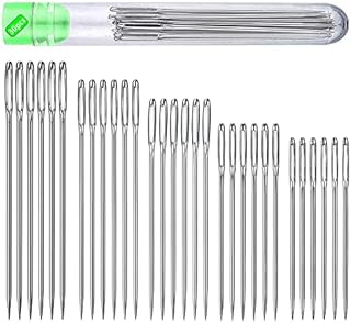 Z-TIISON 30PCS Big Eye Hand Sewing Needles Large Eye Stitching Needles in a Clear Tube Upholstery Needles Set 1.65 1.8 2 2.2 2.36