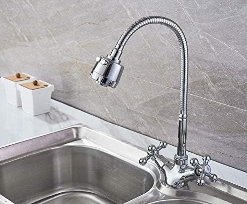Robinet de cuisine à double support avec robinet de lavabo en laiton pour évier