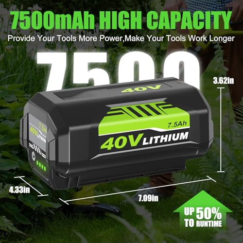 Image of 2Pack 7500mAh Replacement 40V Batteries for Ryobi 40V Battery Compatible with Ryobi 40Volt Battery OP40261 OP40404 OP40501 OP40602 OP4075A Power Tools