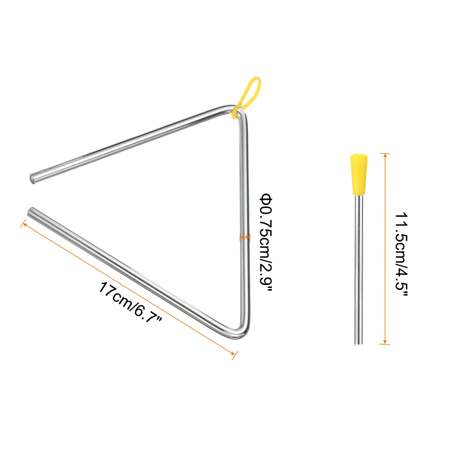 PATIKIL 7" Musical Steel Triangle Percussion, 1 Pcs Hand Percussion with Stick, Noise Makers for Drum Set Concerts, Bands - Image 2