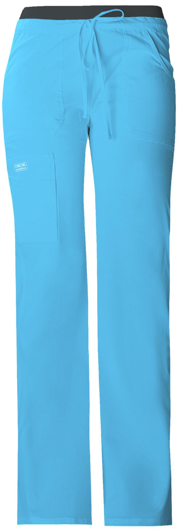 Workwear Core Stretch Women Scrubs Pant Low Rise Drawstring Cargo 24001P, XL Petite, Turquoise - X-Large Petite,Turquoise