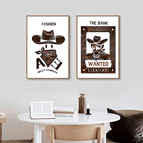 Peinture West Cowboy abstrait vintage pour sublimer votre décoration de salon