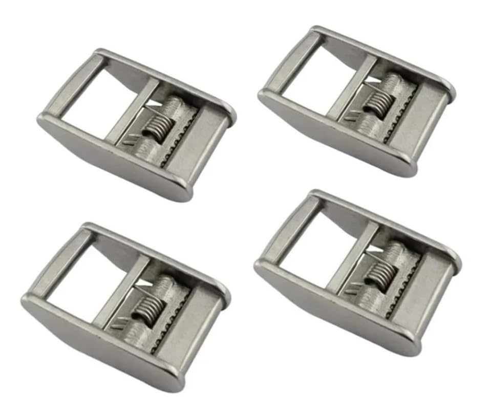 For cinghie di ancoraggio, fibbia in metallo for il fissaggio di canoe e kayak, 4 pezzi, fibbia a camma in acciaio inossidabile