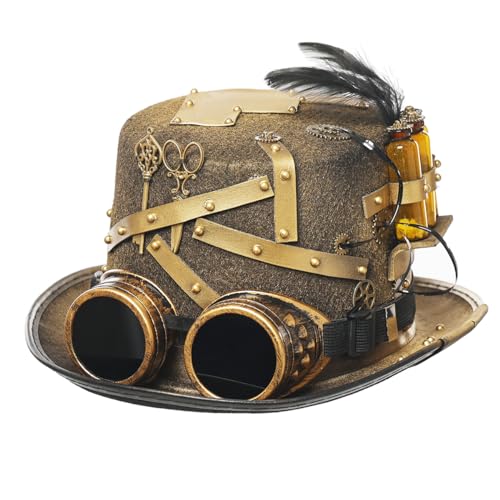 Chapeau steampunk victorien avec lunettes aviateur vintage GRACEART