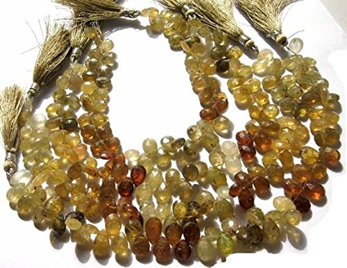 Grenat grossulaire vert briolette poire facettée 9x7-12x7mm pour collier DIY