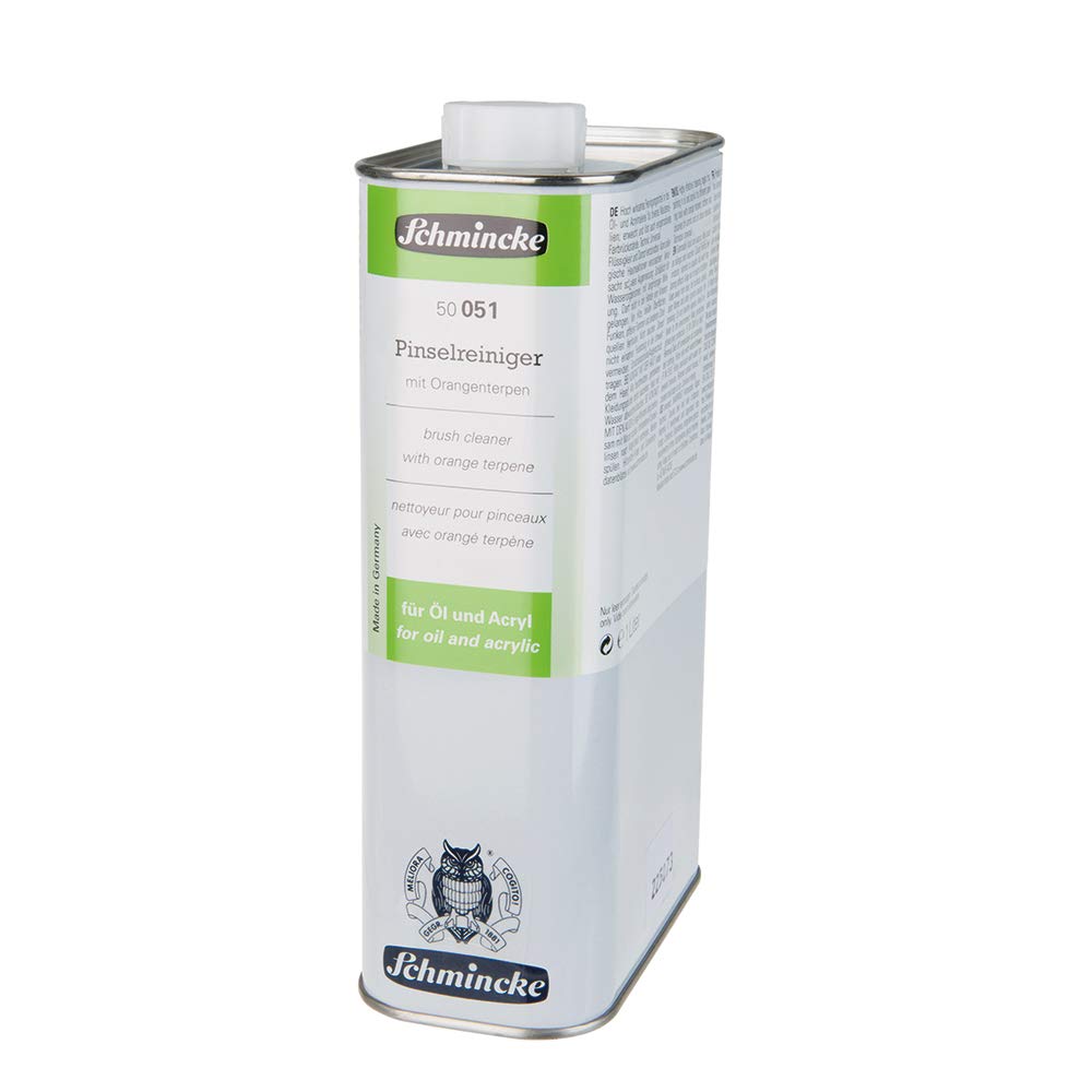 Schmincke - Pinselreiniger, 1000 ml, 50 051 029, 1 L hochwirksames Reinigungsmittel mit Orangenterpen, für Öl- und Acrylmalerei, zur Reinigung von Pinseln und Malutensilien