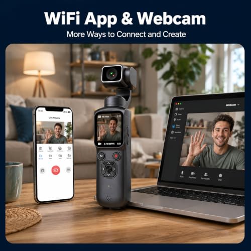 Image of VETEK 4K Vlogging Camera,75MP Pocket Digital Camera for YouTube with 330 Rotating Lens,WiFi,1.72 inch Touch Screen,Face Tracking,16GB TF Card & Tripod,Handheld Camera for Daily Recording(Gunmetal)