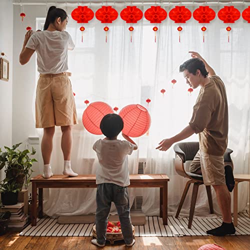 Image of TOYMIS 24 Red Chinese Lanterns, 11.8 /9.8 /7.9 inch, Festival Decoration for Chinese New Year, Spring Festival, Weddings & Parties