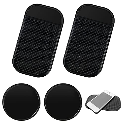 Alfombrilla antideslizante para salpicadero de coche, 4 alfombrillas antideslizantes,alfombrilla de fijación de silicona, para decoración de coche, gafas, teléfono móvil (Ronda,Rectangular)
