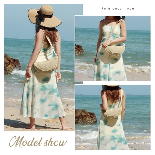 Image of GOKTOW Straw Crescent Beach Crossbody Bag for Women,Raffia Woven Shoulder Handbags for Summer Vacation 2025