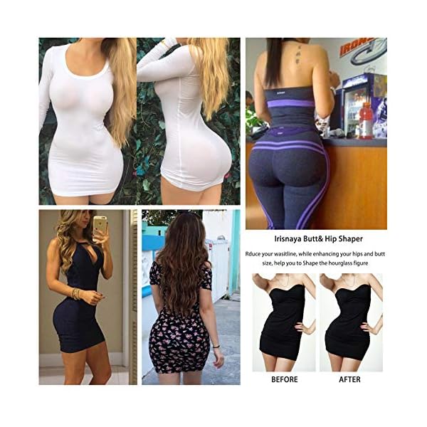 Irisnaya Women Shapewear Control Panties Body Shaper Butt Lifter Padded Hip Enhancer Seamless Underwear Hi- Waist Trainer Short (Large, Black)