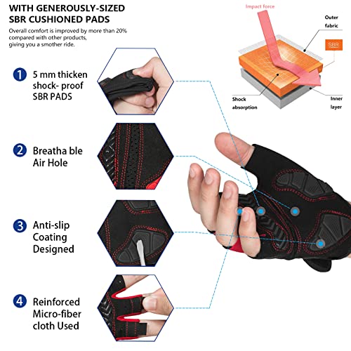 Moreok-Cycling Gloves Bike Gloves For Men/Women-[5Mm Gel Pad] Biking Gloves Deep Balck-M #TOP1