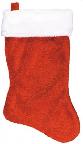Amscan Festive Red and White Santa Plush Stocking - 18" (1 Count) - Perfect for Christmas Cheer and Gifting
