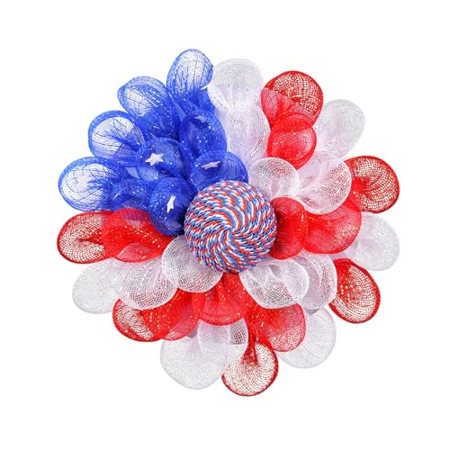 Lodoot Corona patriótica para puerta delantera, 4 de julio, Día de la Independencia, corona conmemorativa, decoración de pared