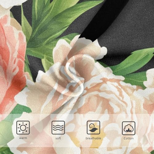 Cream Coral Peony Flowers Black Toddler Girls Underwear 2t Cotton Girl Panties Cute Flower Briefs Girls Undies3