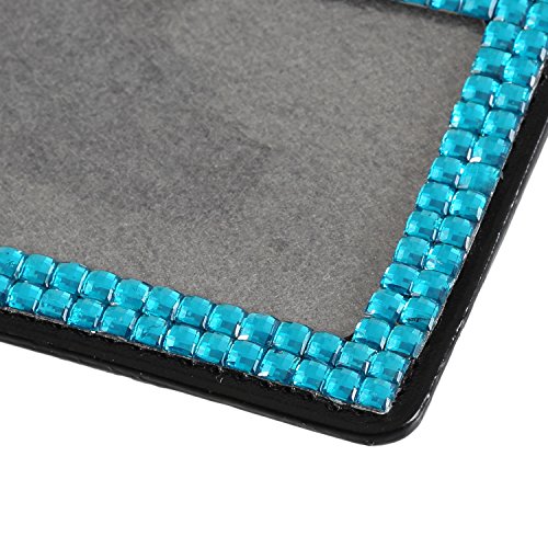 Purely Handmade Fashion Retractable Teal Blue Bling Crystal Strap Neck Lanyard Cute Rhinestone Badge Holder+Jeweled Horizontal Business Name Id Card Holder+Beaded Badge Reel Clip #TOP3