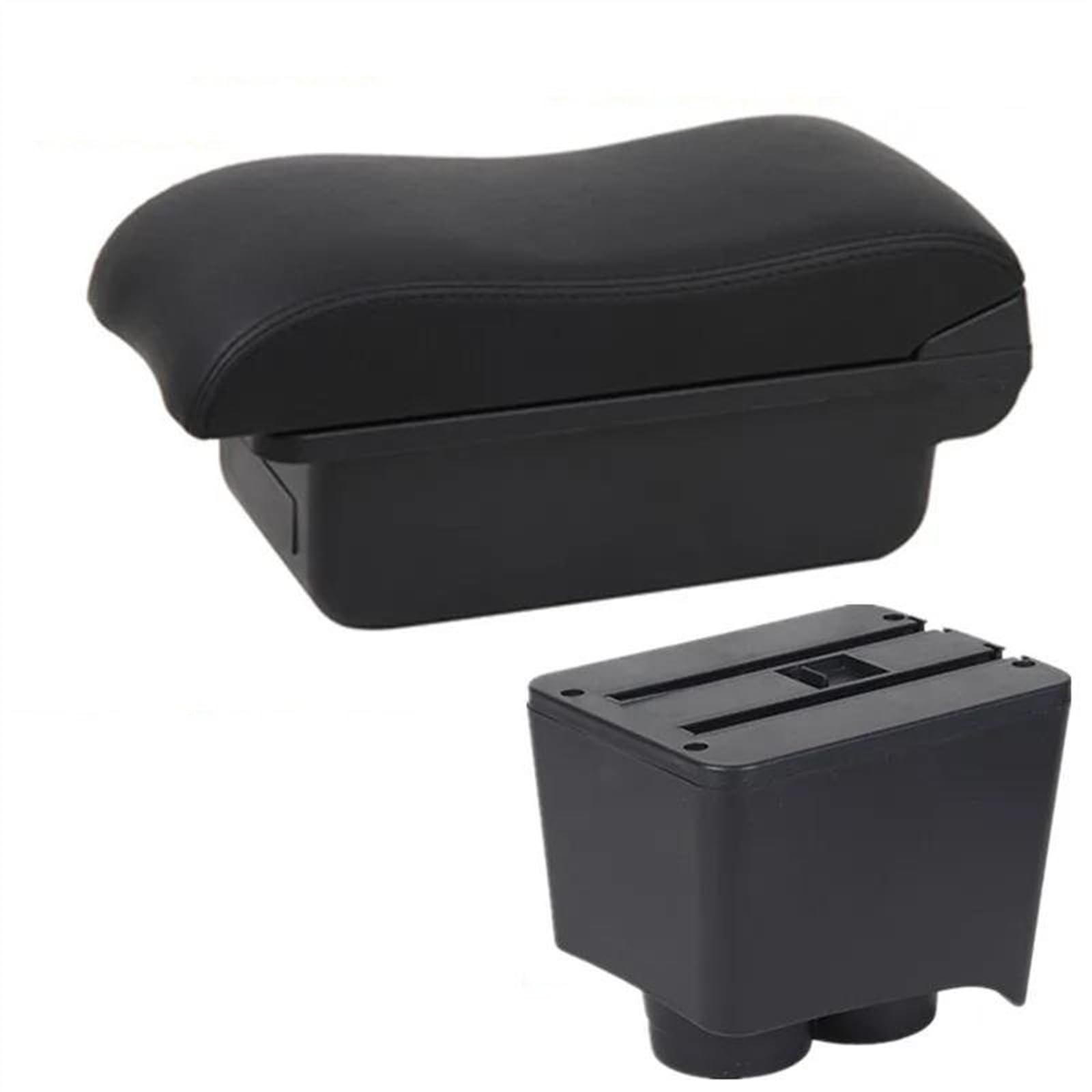 NMJLQW Storage Rack Car Interior Accessories Center Console Storage Box Multifunctional Armrest Storage Box For Polo 9N 3 2002-2009(A2 black line No USB)