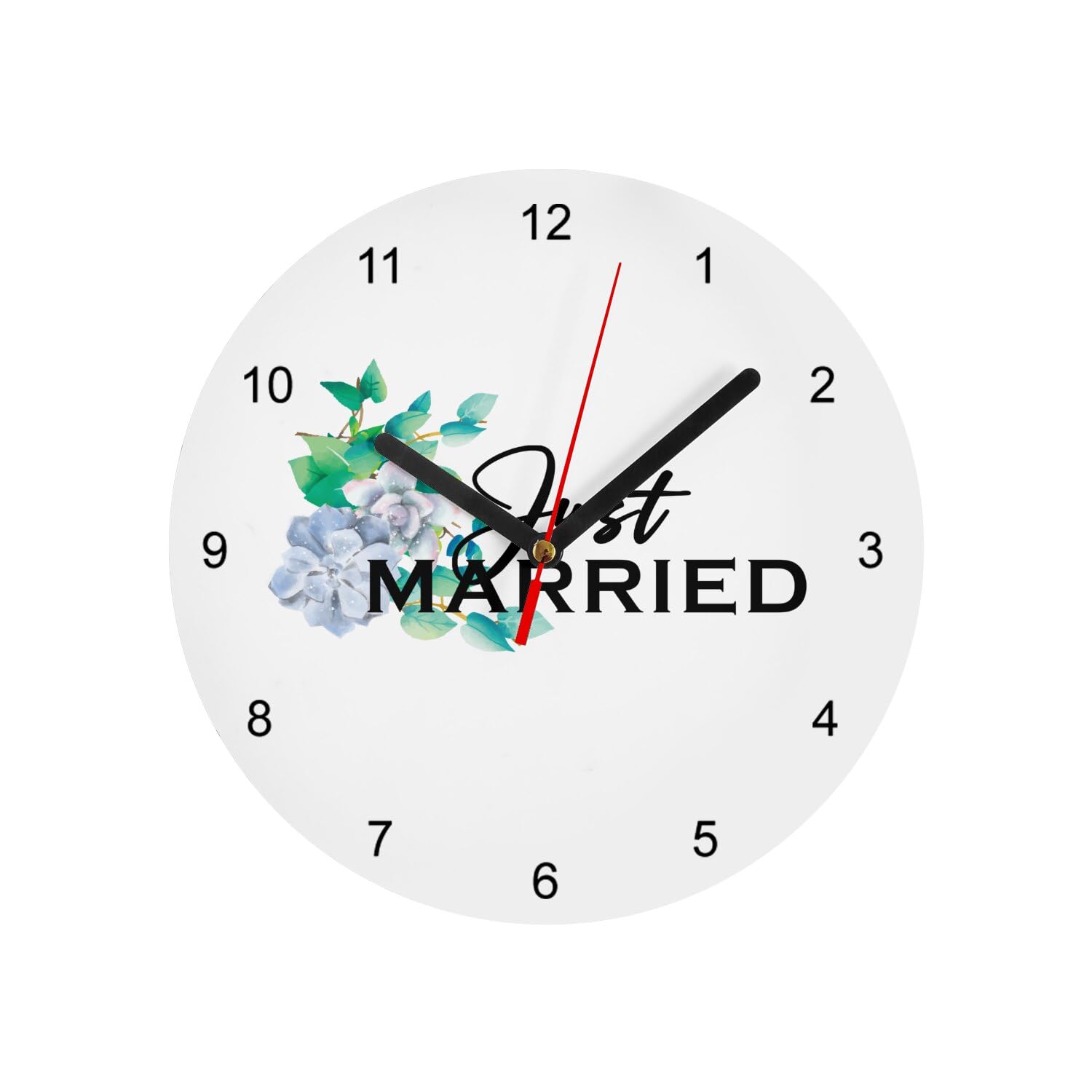 Horloge Murale en Verre Just Married Bleues Diamètre 20 cm Blanc