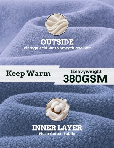 Image of FAIABLE Womens Oversized Acid Wash Hoodie Unisex Heavyweight Fleece Cotton Hoodies Vintage Washed Sweatshirt for Women