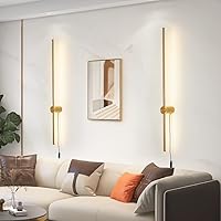 Vista 2 de Apliques de Pared Modernos con Enchufe Juego de Dos, Luz de Pared Dorada con Enchufe y Control Remoto, Lámpara de Pared con Cable de Enchufe, Luz