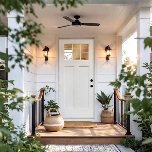 36" x 80" White Fiberglass 6-Lite 2-Panel Craftsman Entry Door - Left Hand Inswing, Low-E Glass, Brickmould, 4-9/16" Vinyl Frame, White Primed