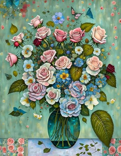Peinture roses patchwork GerRit toile decorative 58x90cm affiche sans cadre