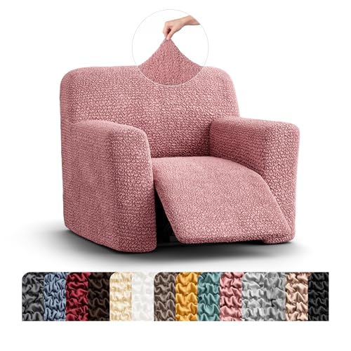 PAULATO Recliner Cover – Soft Form-Fit Slipcover – Stretch 1-Piece Reclining Furniture Protector – Machine Washable Hypoallergenic Fabric – Coral Pink (Recliner 24"-39" Wide)