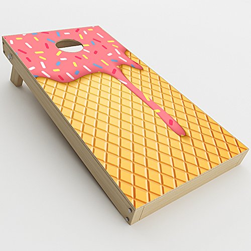 Skin Decal Vinyl Wrap for Cornhole Game Board Bag Toss (2xpcs.) Skins Stickers Cover/Ice Cream Cone Pink Sprinkles
