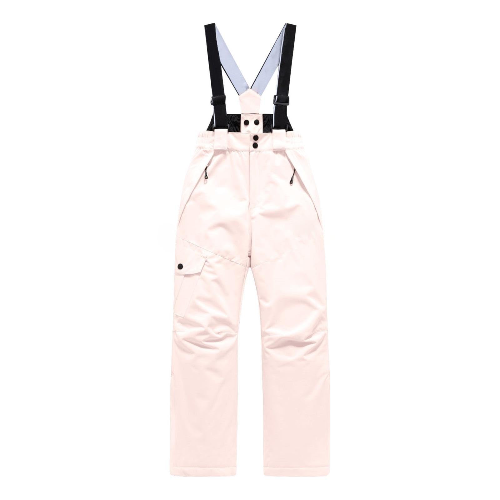 Generisch Pantalon de ski imperméable pour fille et garçon - Pantalon de ski coupe-vent - Salopette doublée - Chaud - Pantalon de neige - Pantalon d'extérieur pour enfants de 6 à 16 ans