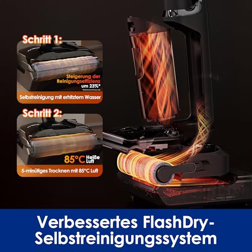 Tineco Floor ONE S7 Stretch Ultra Nass Trockensauger, 180° Lay-Flat Nasssauger, 85°C 5 Min Flashdry-Selbstreinige, 50 Min Laufzeit, DualBlock Anti-Tangle, Beide Kantenreinigen, Reinigen unter Möbeln – Bild 5