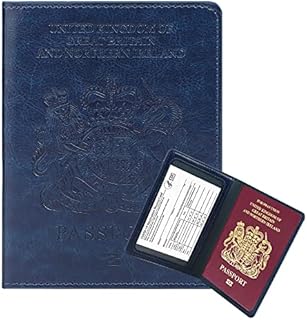 Passport and Vaccine Card Holder PU Leather Passport Holder Cover with Vaccine Card (Blue)